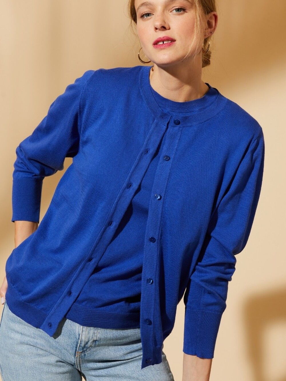 Lord & Taylor Royal Blue Button-Up Cardigan Italian Merino Wool Soft
